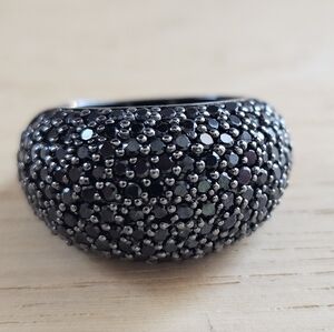 Matthew Campbell Laurenza Starburst Sterling Silver Black Spinel Dome Ri…